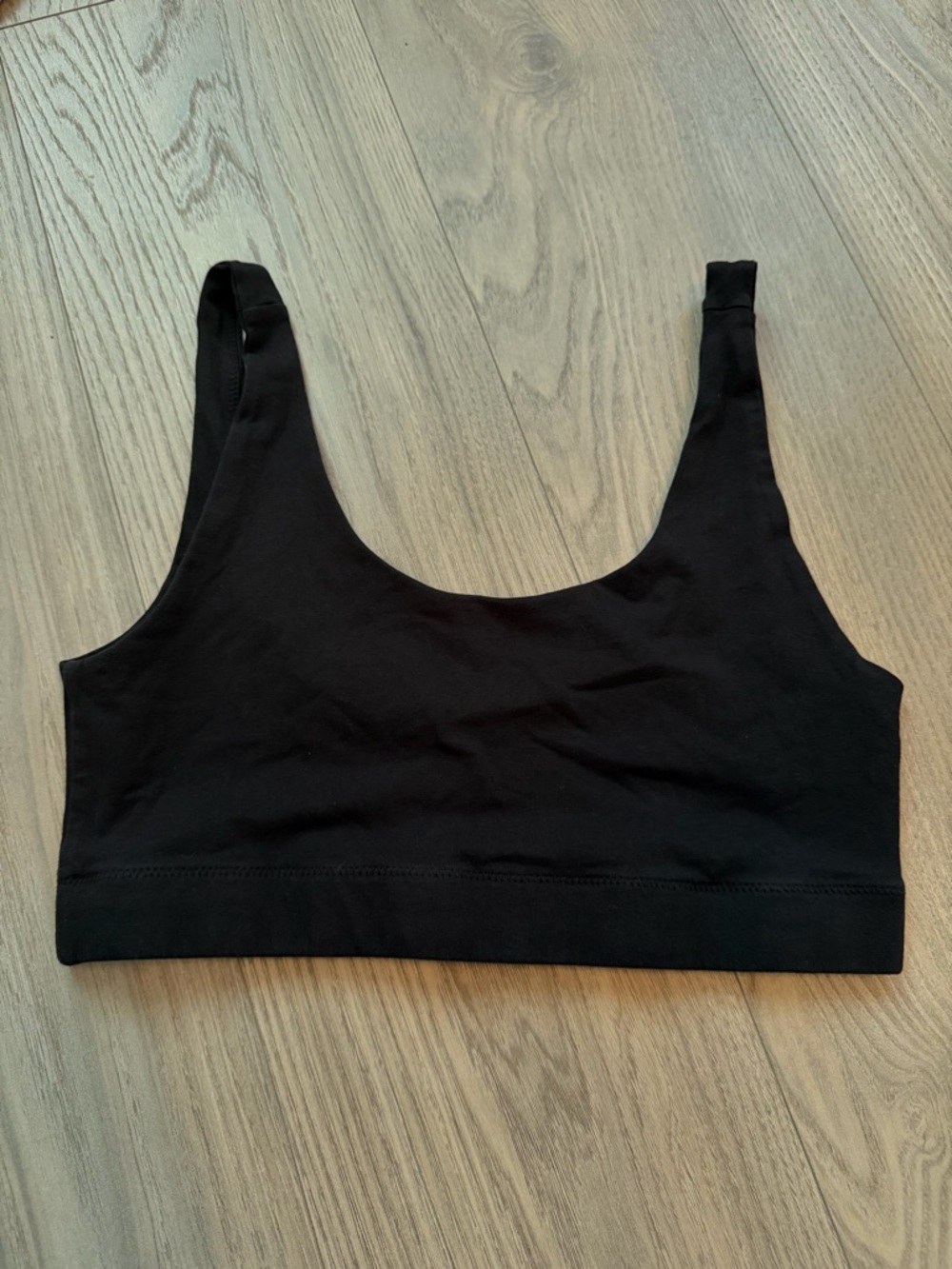 PACT Organic Cotton Black Scoop Neck Bralette - Size Medium